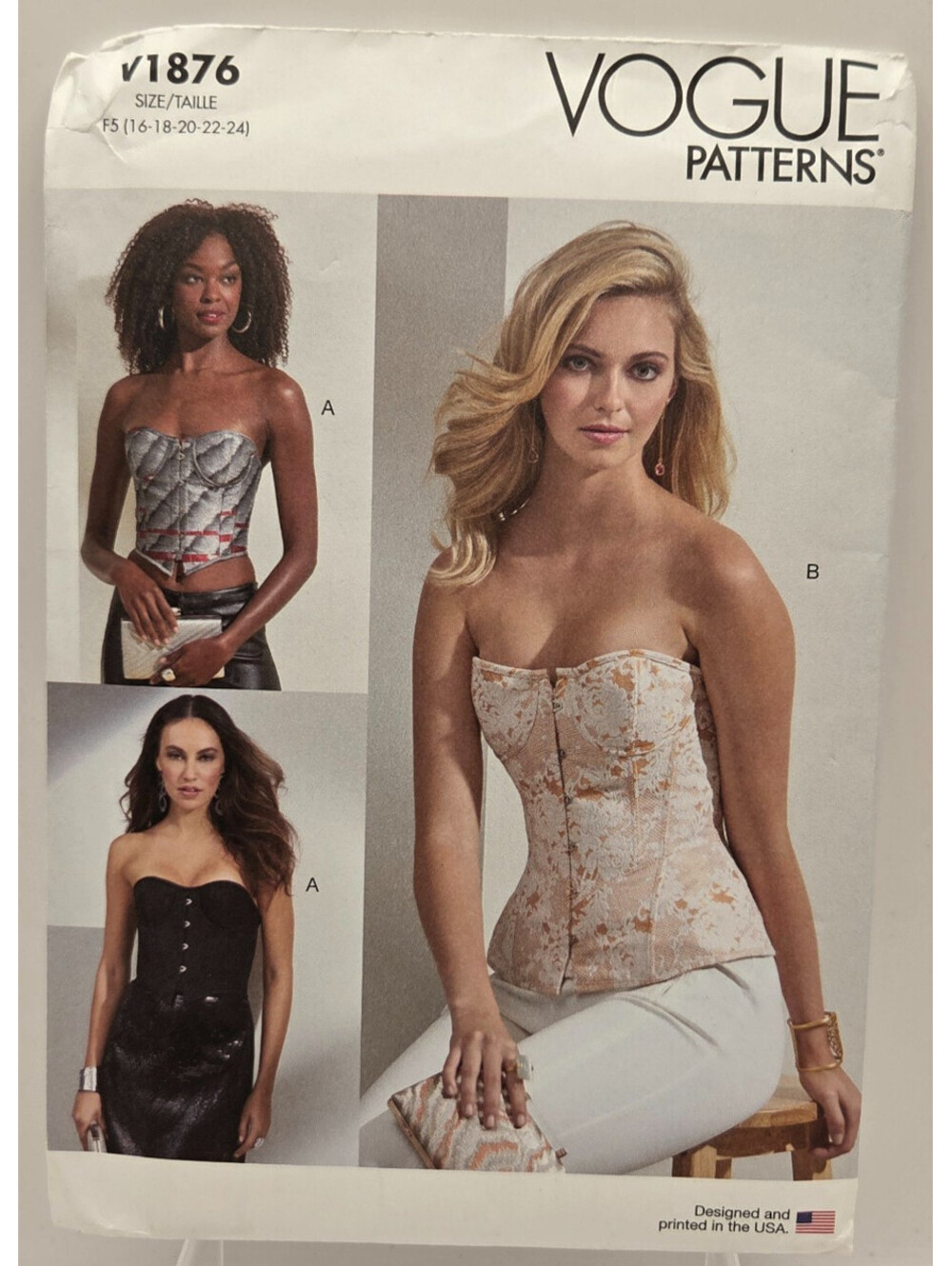 Vogue V1876 Misses Corset Sewing Pattern F5 16-24 Boned Lined Uncut NIP